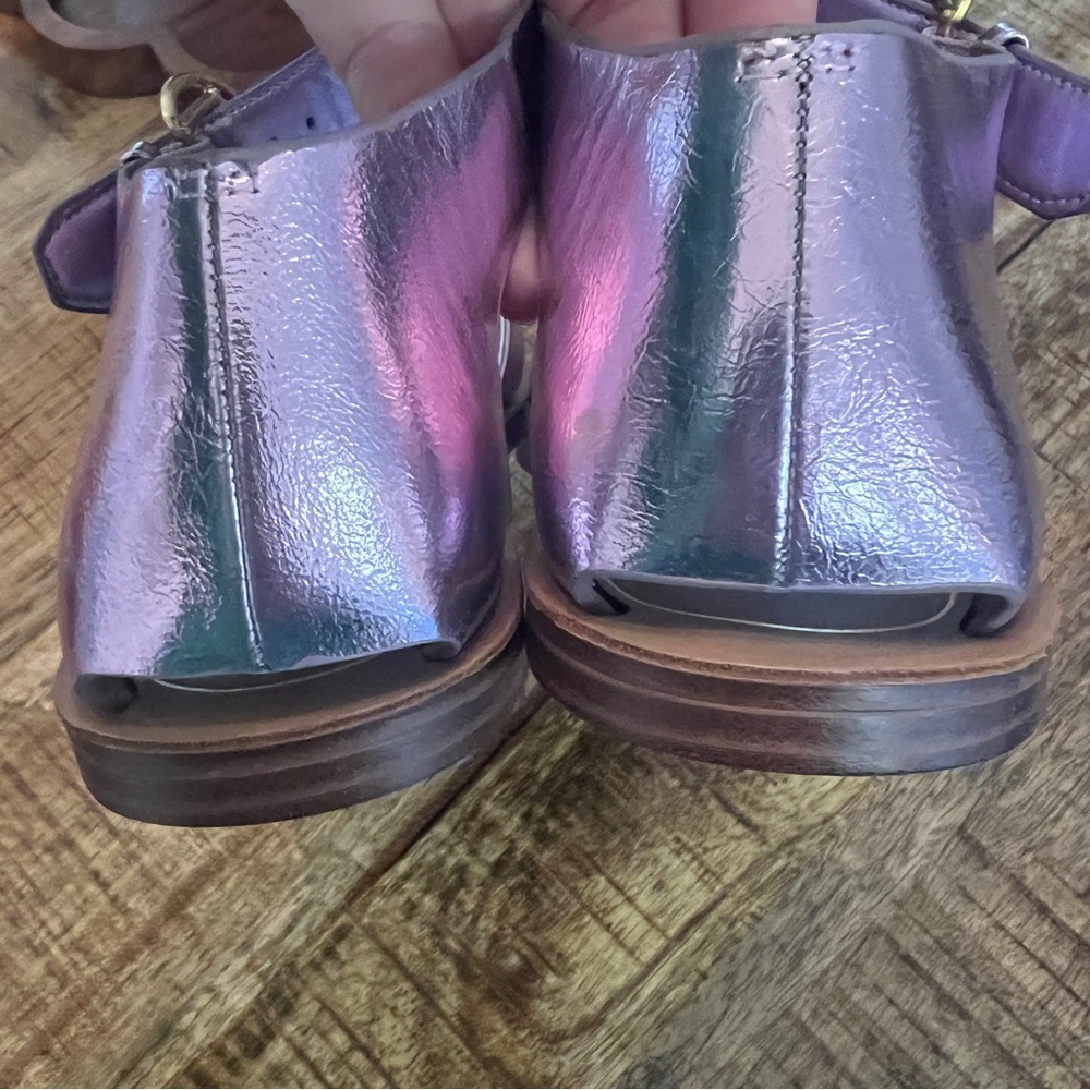 Franco Sarto Ruth Thong Sandals Pink Metallic Ankle Strap Size 10 New - Picture 8 of 9